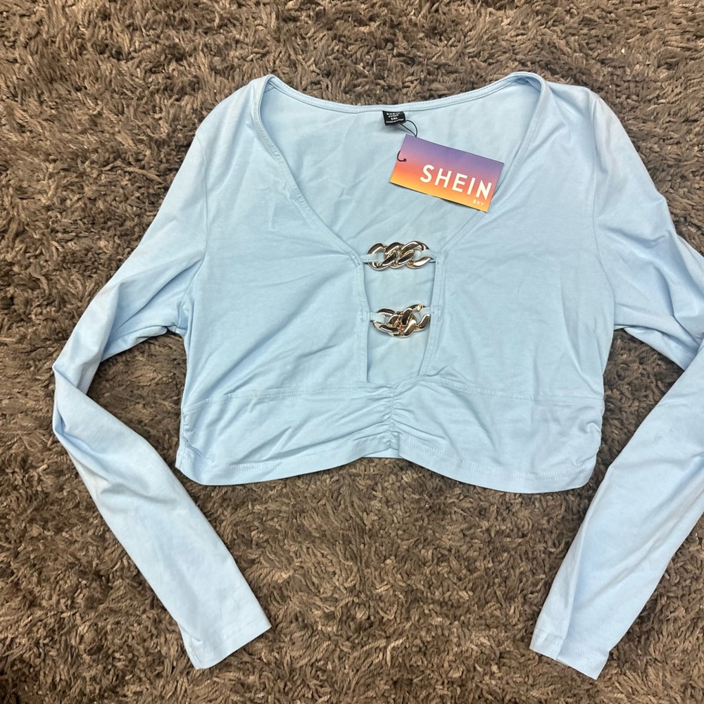 SHEIN Light Blue Long Sleeve Top <<<<236>>>>